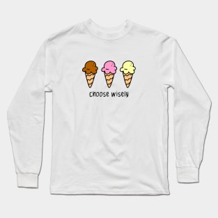 Ice Cream Summer Cute Kawaii Funny Gift Chocolate Strawberry Choose Joke Comic Long Sleeve T-Shirt